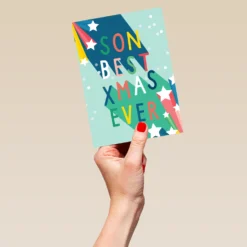 Pod Personalised Son Best Xmas Ever Christmas Card -Pod Shop F3006240 hand L