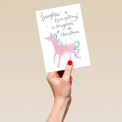 Pod Personalised Daughter Magical Unicorn Christmas Card -Pod Shop F3006242 hand L