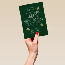 Pod Personalised Sister Stars And Pudding Christmas Card -Pod Shop F3006247 hand L