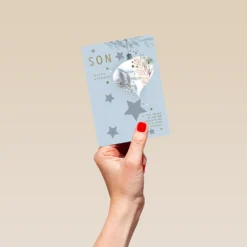 Pod Personalised Son Star And Bauble Christmas Card -Pod Shop F3006249 hand S