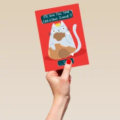 Pod Personalised Sassy Cat Festive Dinner Christmas Card -Pod Shop F3006255 hand L