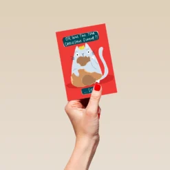 Pod Personalised Sassy Cat Festive Dinner Christmas Card -Pod Shop F3006255 hand S