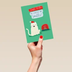 Pod Personalised Sassy Cat Funny Litter Box Christmas Card -Pod Shop F3006257 hand L