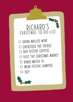 Pod Personalised Boys Nice To-Do List Christmas Card
