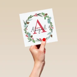 Pod Personalised Wreath Monogram Letter A Christmas Card -Pod Shop F3006260 hand L