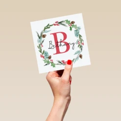 Pod Personalised Wreath Monogram Letter B Christmas Card 9 Pod Personalised Wreath Monogram Letter B Christmas Card -Pod Shop F3006261 hand L