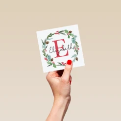 Pod Personalised Wreath Monogram Letter E Christmas Card 8 Pod Personalised Wreath Monogram Letter E Christmas Card -Pod Shop F3006264 hand S