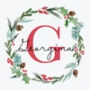 Pod Personalised Wreath Monogram Letter G Christmas Card