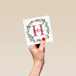 Pod Personalised Wreath Monogram Letter H Christmas Card -Pod Shop F3006267 hand S