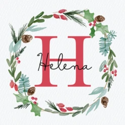 Pod Personalised Wreath Monogram Letter H Christmas Card