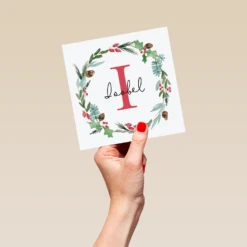 Pod Personalised Wreath Monogram Letter I Christmas Card 9 Pod Personalised Wreath Monogram Letter I Christmas Card -Pod Shop F3006268 hand L