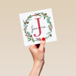 Pod Personalised Wreath Monogram Letter J Christmas Card 9 Pod Personalised Wreath Monogram Letter J Christmas Card -Pod Shop F3006269 hand L