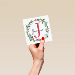 Pod Personalised Wreath Monogram Letter J Christmas Card 8 Pod Personalised Wreath Monogram Letter J Christmas Card -Pod Shop F3006269 hand S