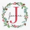 Pod Personalised Wreath Monogram Letter J Christmas Card
