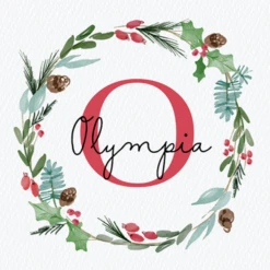 Pod Personalised Wreath Monogram Letter O Christmas Card