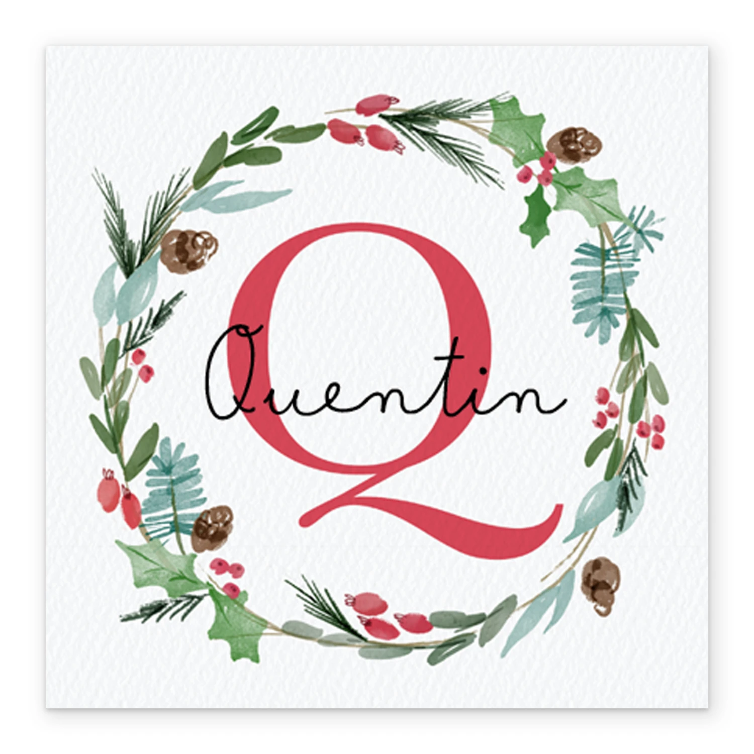 Pod Personalised Wreath Monogram Letter Q Christmas Card 2 Pod Personalised Wreath Monogram Letter Q Christmas Card - Image 2