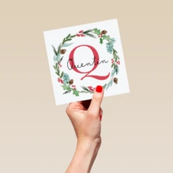 Pod Personalised Wreath Monogram Letter Q Christmas Card 9 Pod Personalised Wreath Monogram Letter Q Christmas Card -Pod Shop F3006276 hand L