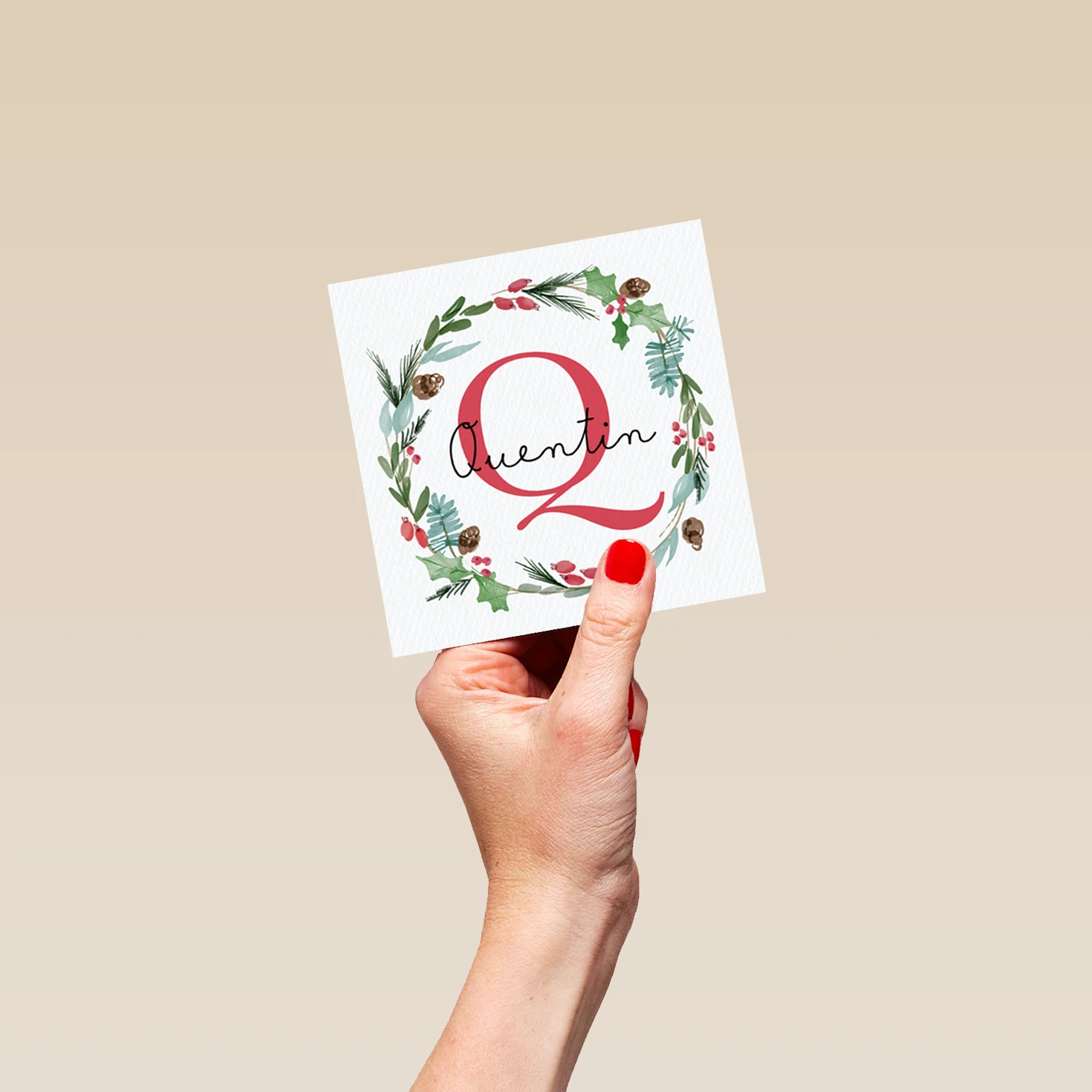 Pod Personalised Wreath Monogram Letter Q Christmas Card 4 Pod Personalised Wreath Monogram Letter Q Christmas Card - Image 4