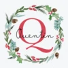 Pod Personalised Wreath Monogram Letter Q Christmas Card