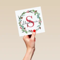 Pod Personalised Wreath Monogram Letter S Christmas Card -Pod Shop F3006278 hand L