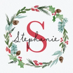 Pod Personalised Wreath Monogram Letter S Christmas Card