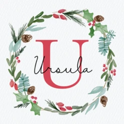 Pod Personalised Wreath Monogram Letter U Christmas Card