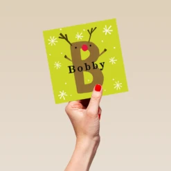 Pod Personalised Reindeer Monogram Letter B Christmas Card -Pod Shop F3006287 hand L