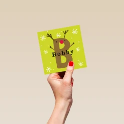 Pod Personalised Reindeer Monogram Letter B Christmas Card -Pod Shop F3006287 hand S