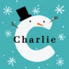 Pod Personalised Snowman Monogram Letter C Christmas Card