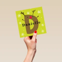 Pod Personalised Reindeer Monogram Letter D Christmas Card -Pod Shop F3006289 hand L