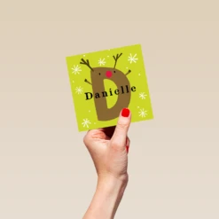 Pod Personalised Reindeer Monogram Letter D Christmas Card -Pod Shop F3006289 hand S