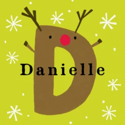 Pod Personalised Reindeer Monogram Letter D Christmas Card