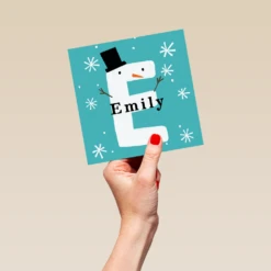 Pod Personalised Snowman Monogram Letter E Christmas Card -Pod Shop F3006290 hand L