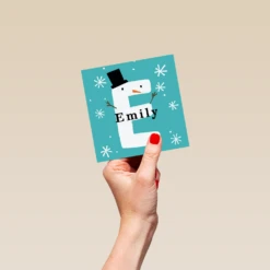 Pod Personalised Snowman Monogram Letter E Christmas Card -Pod Shop F3006290 hand S