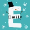 Pod Personalised Snowman Monogram Letter E Christmas Card