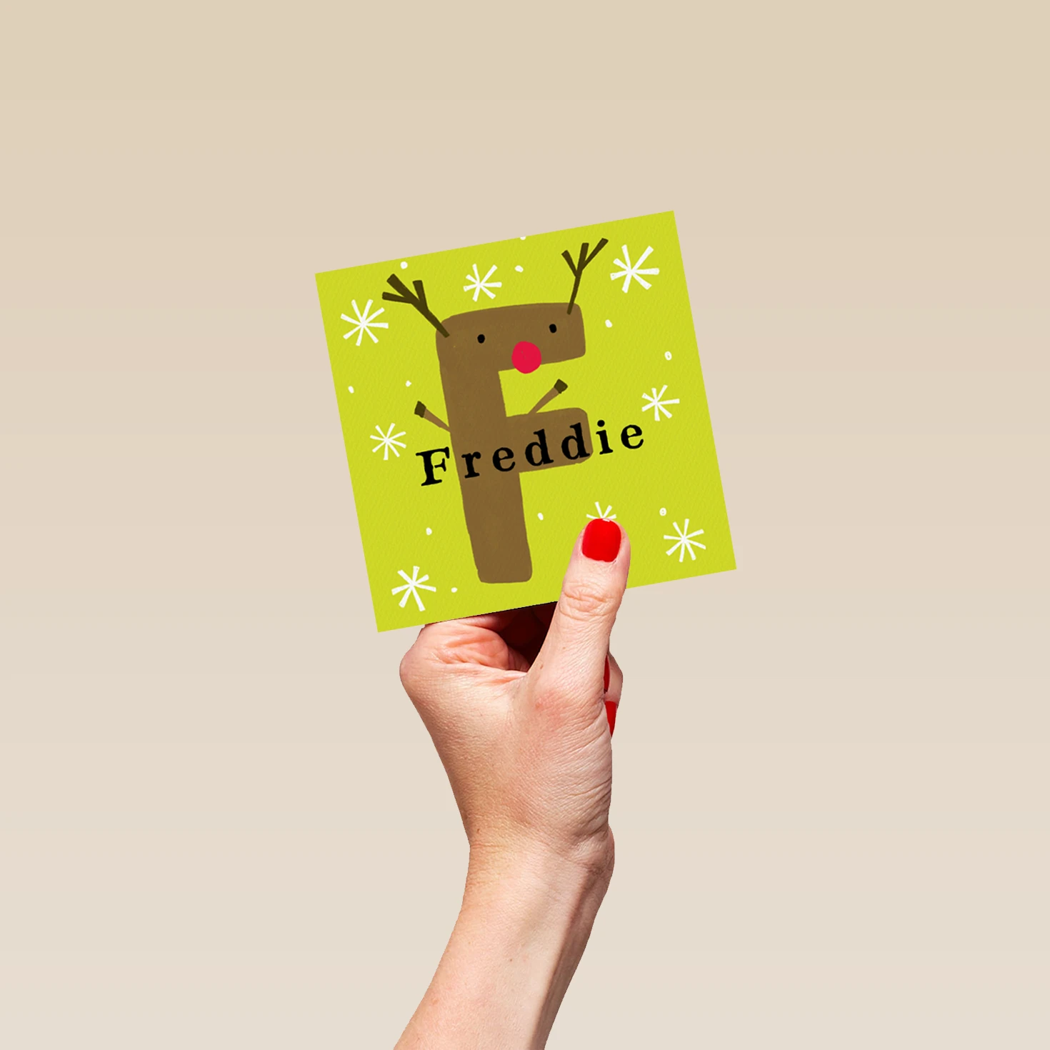 Pod Personalised Reindeer Monogram Letter F Christmas Card 4 Pod Personalised Reindeer Monogram Letter F Christmas Card - Image 4