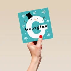 Pod Personalised Snowman Monogram Letter G Christmas Card -Pod Shop F3006292 hand L