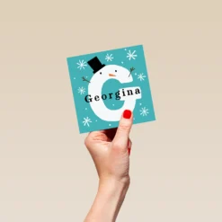Pod Personalised Snowman Monogram Letter G Christmas Card -Pod Shop F3006292 hand S