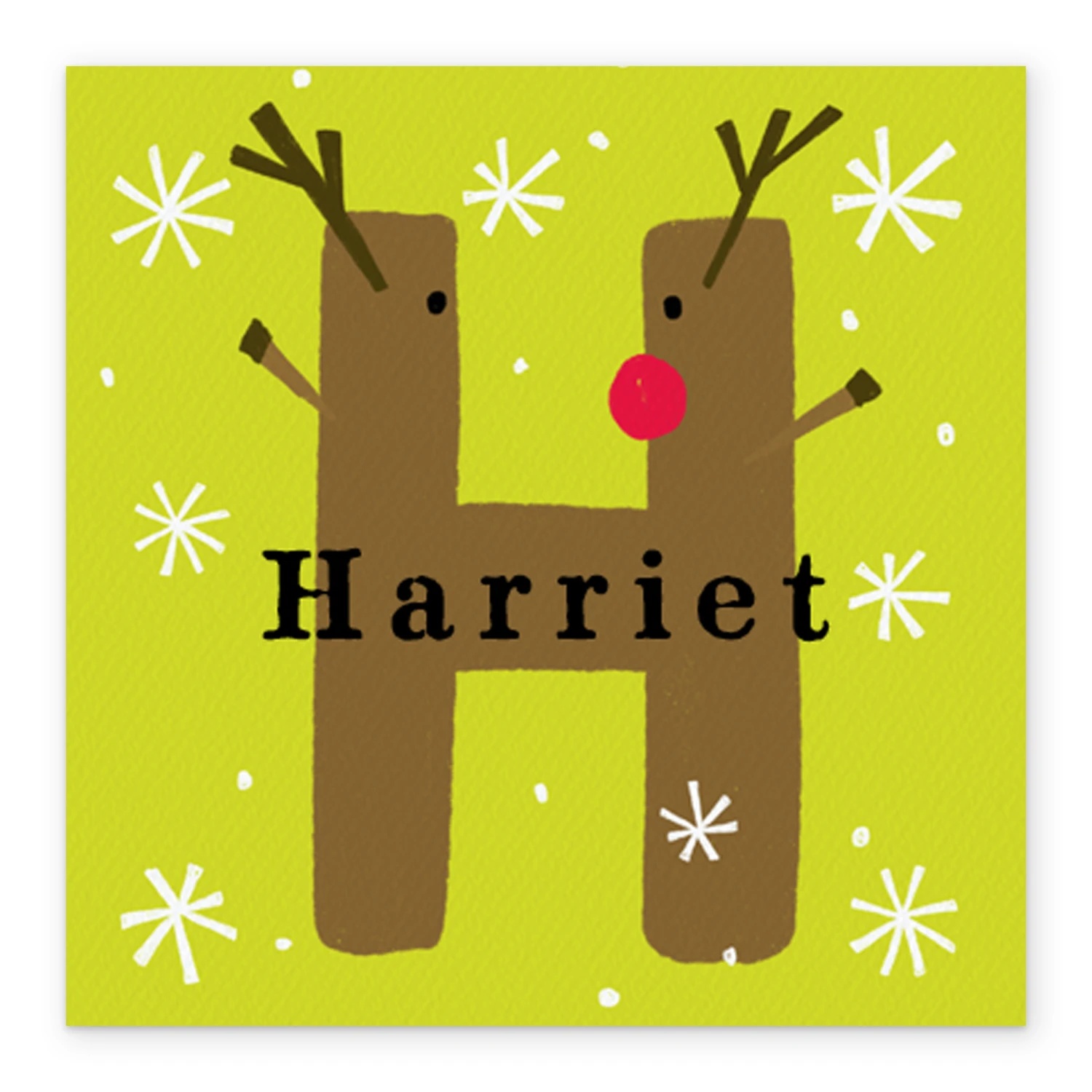 Pod Personalised Reindeer Monogram Letter H Christmas Card 2 Pod Personalised Reindeer Monogram Letter H Christmas Card - Image 2