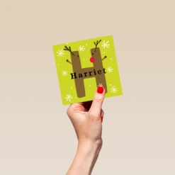Pod Personalised Reindeer Monogram Letter H Christmas Card 8 Pod Personalised Reindeer Monogram Letter H Christmas Card -Pod Shop F3006293 hand S