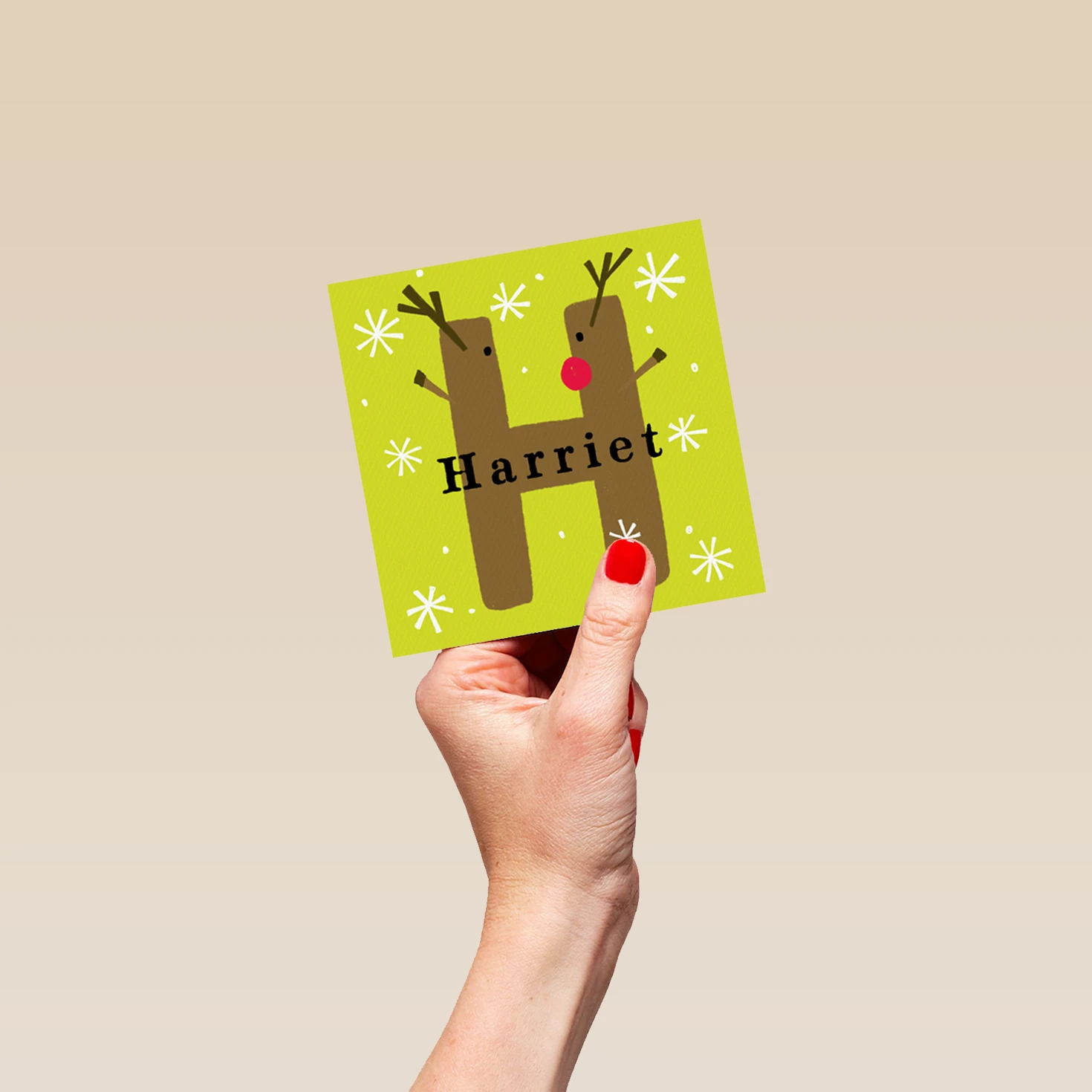 Pod Personalised Reindeer Monogram Letter H Christmas Card 4 Pod Personalised Reindeer Monogram Letter H Christmas Card - Image 4