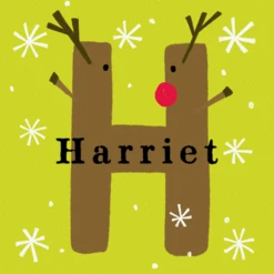 Pod Personalised Reindeer Monogram Letter H Christmas Card