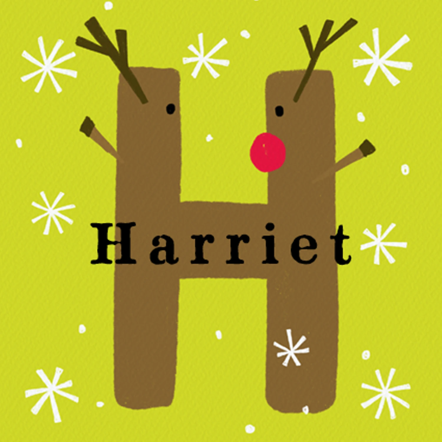 Pod Personalised Reindeer Monogram Letter H Christmas Card 1 Pod Personalised Reindeer Monogram Letter H Christmas Card