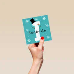 Pod Personalised Snowman Monogram Letter I Christmas Card -Pod Shop F3006294 hand S