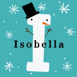 Pod Personalised Snowman Monogram Letter I Christmas Card