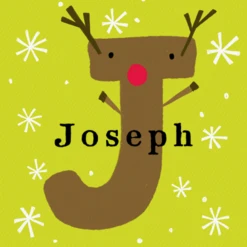 Pod Personalised Reindeer Monogram Letter J Christmas Card