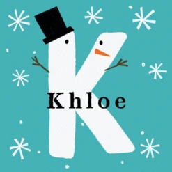 Pod Personalised Snowman Monogram Letter K Christmas Card