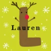 Pod Personalised Reindeer Monogram Letter L Christmas Card