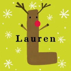 Pod Personalised Reindeer Monogram Letter L Christmas Card