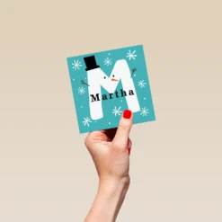Pod Personalised Snowman Monogram Letter M Christmas Card -Pod Shop F3006298 hand S